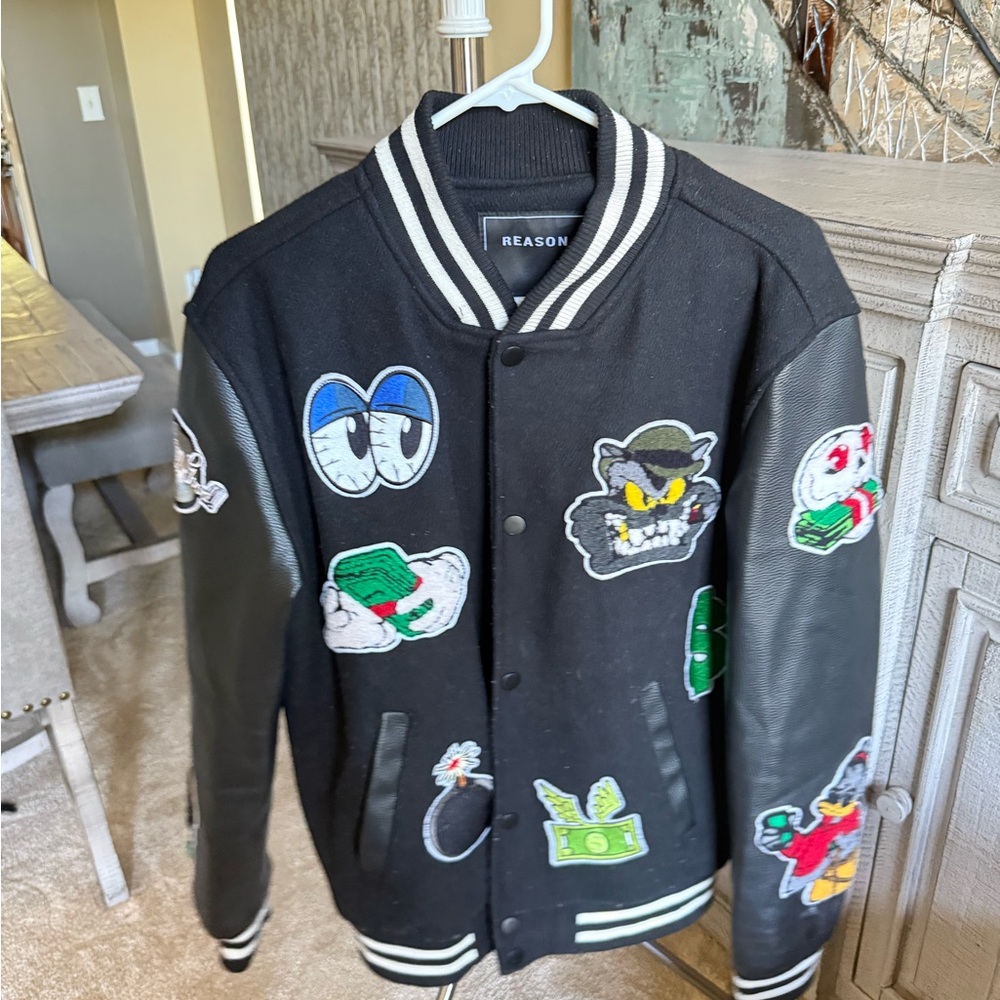 Reason Black Jacket with Colorful Patches